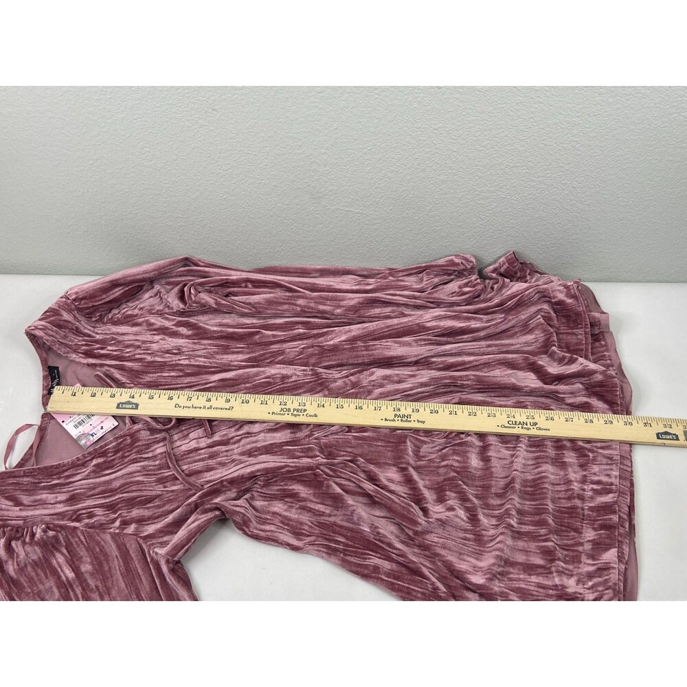 Very J Women Large Velvet Feel Short Dress Pink Tie Neck Party Casual - Picture 8 of 8